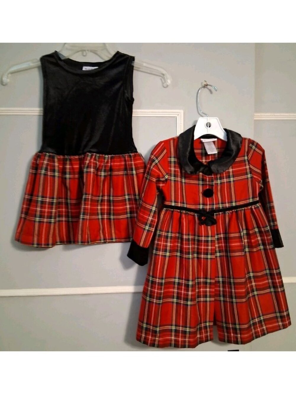 Blueberi Boulevard Toddler Girls Red Plaid Dress and Swing Coat 2 Piece Set 3T